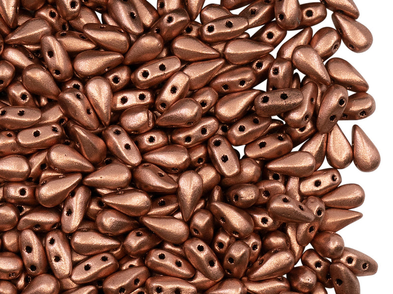 600 pcs 2-hole DropDuo® Beads, 3x6mm, Vintage Copper, Czech Glass