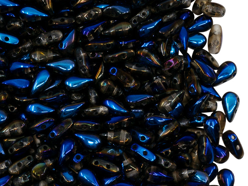 600 pcs 2-hole DropDuo® Beads, 3x6mm, Crystal Full Azuro, Czech Glass
