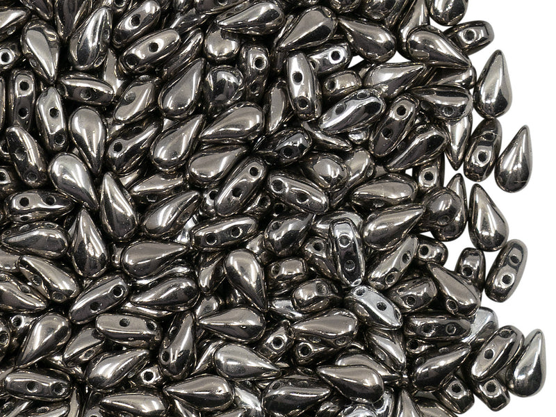 600 pcs 2-hole DropDuo® Beads, 3x6mm, Crystal Argentic Full, Czech Glass