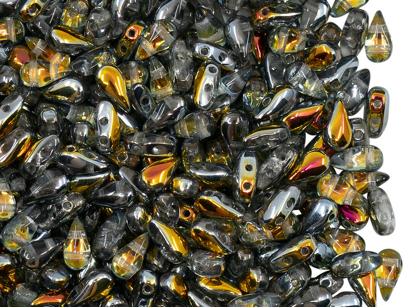 600 pcs 2-hole DropDuo® Beads, 3x6mm, Crystal Vitrail Full, Czech Glass