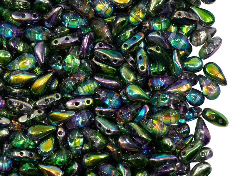 600 pcs 2-hole DropDuo® Beads, 3x6mm, Crystal Magic Orchid, Czech Glass