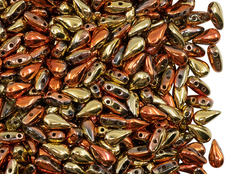 600 pcs 2-hole DropDuo® Beads, 3x6mm, Crystal California Gold Rush, Czech Glass