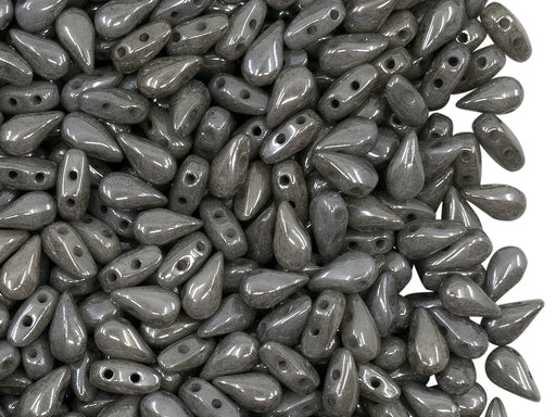 600 pcs 2-hole DropDuo® Beads, 3x6mm, Chalk White Gray Luster, Czech Glass