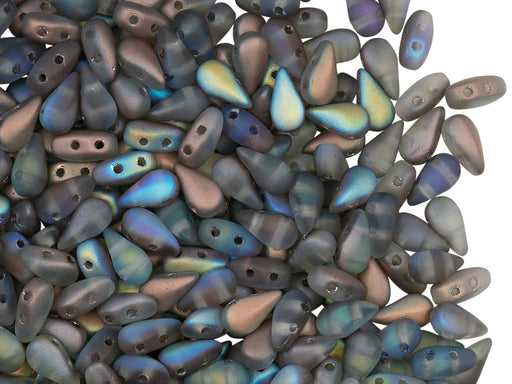 600 pcs 2-hole DropDuo® Beads, 3x6mm, Crystal Copper Rainbow Matte, Czech Glass