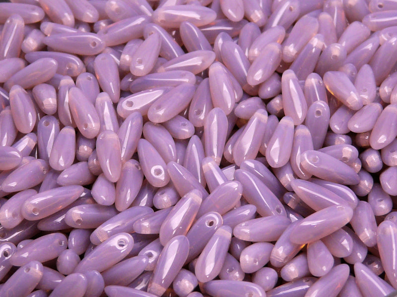 50 pcs Dagger Small Pressed Beads, 3x10mm, Violet Opal, Czech Glass
