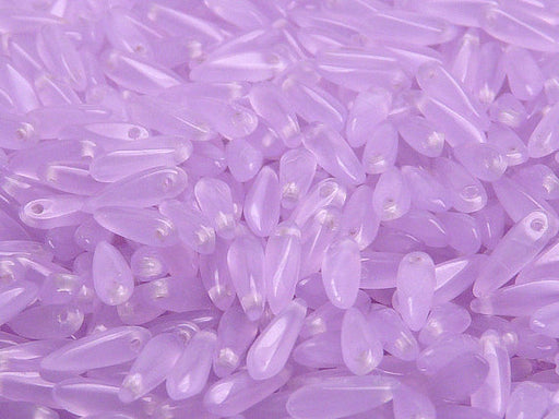 50 pcs Dagger Small Pressed Beads, 3x10mm, Light Violet Opal (Alabaster Pink), Czech Glass