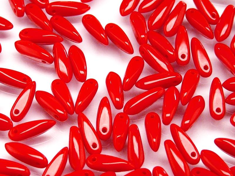 50 pcs Dagger Small Pressed Beads, 3x10mm, Deep Red Luster, Czech Glass