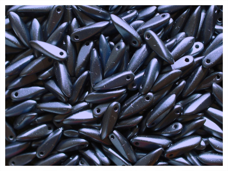 50 pcs Dagger Small Pressed Beads, 3x10mm, Pastel Montana Blue, Czech Glass