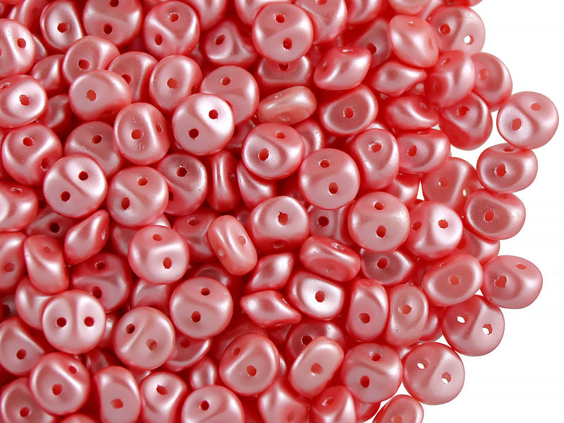50 pcs 2-hole Es O® Beads ESTRELA, 5mm, Alabaster Pastel Light Coral, Czech Glass
