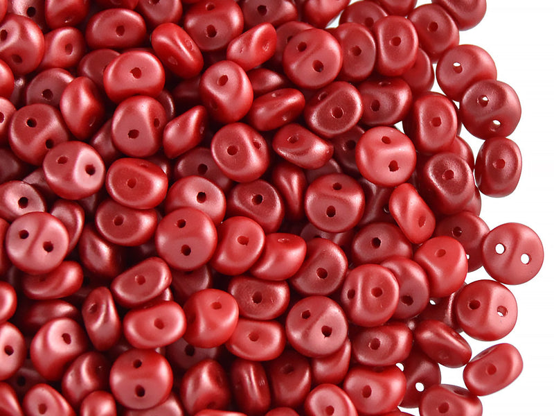 50 pcs 2-hole Es O® Beads ESTRELA, 5mm, Alabaster Pastel Dark Coral, Czech Glass