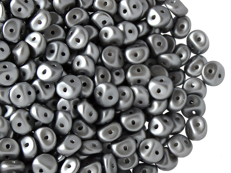 50 pcs 2-hole Es O® Beads ESTRELA, 5mm, Alabaster Pastel Light Gray, Czech Glass