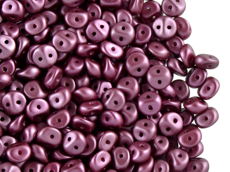 50 pcs 2-hole Es O® Beads ESTRELA, 5mm, Alabaster Pastel Burgundy, Czech Glass