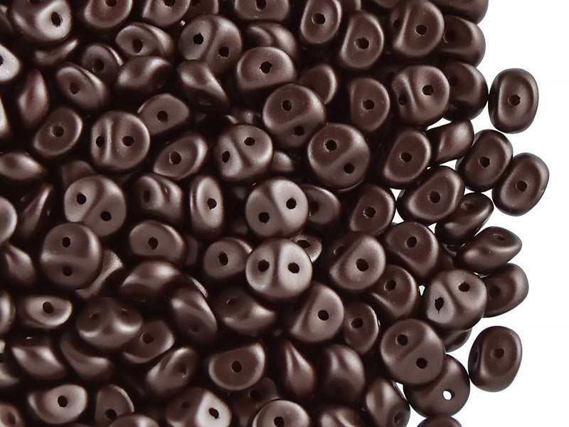 50 pcs 2-hole Es O® Beads ESTRELA, 5mm, Alabaster Pastel Dark Brown, Czech Glass