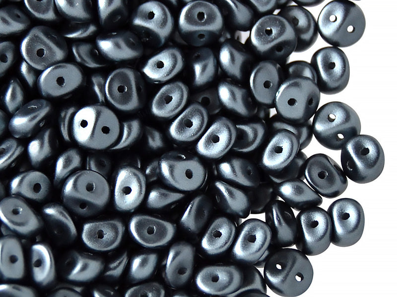 50 pcs 2-hole Es O® Beads ESTRELA, 5mm, Alabaster Pastel Dark Gray, Czech Glass