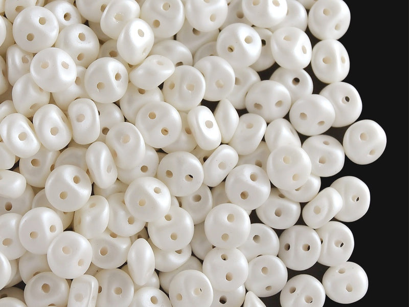 50 pcs 2-hole Es O® Beads ESTRELA, 5mm, Alabaster Powder White, Czech Glass