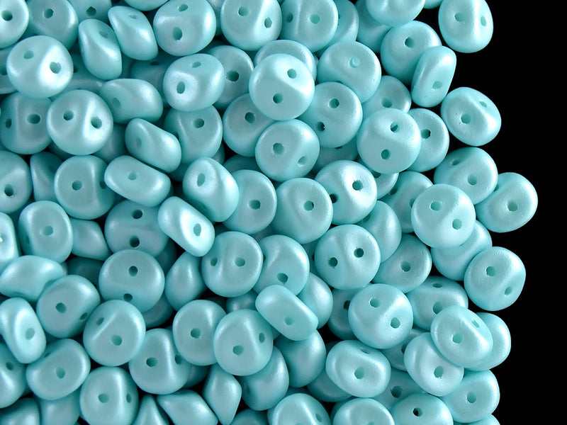 50 pcs 2-hole Es O® Beads ESTRELA, 5mm, Alabaster Powder Turquoise, Czech Glass