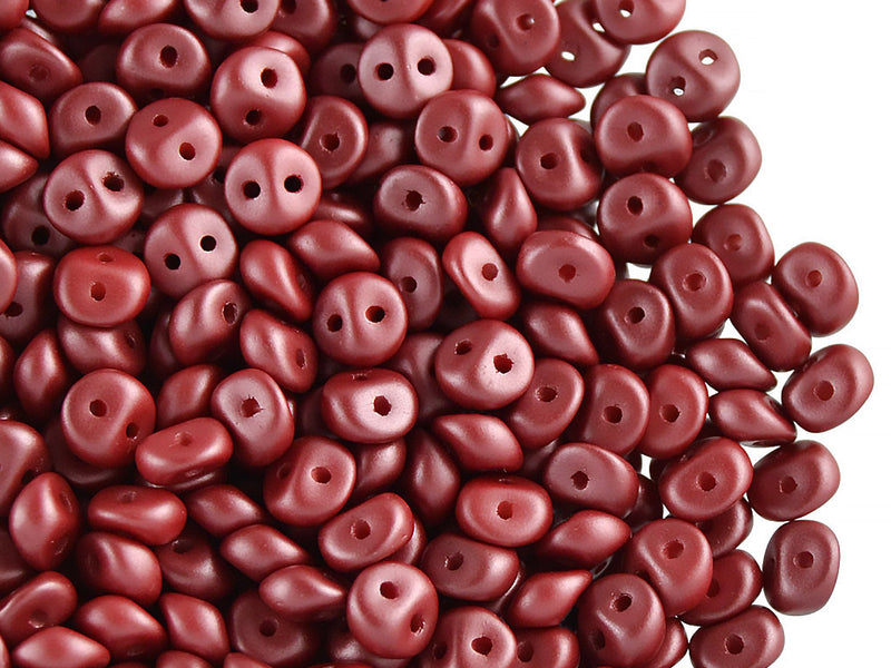 50 pcs 2-hole Es O® Beads ESTRELA, 5mm, Alabaster Powder Dark Coral, Czech Glass
