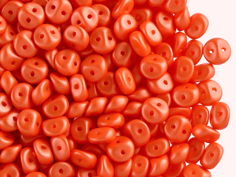 50 pcs 2-hole Es O® Beads ESTRELA, 5mm, Alabaster Powder Hot Orange, Czech Glass
