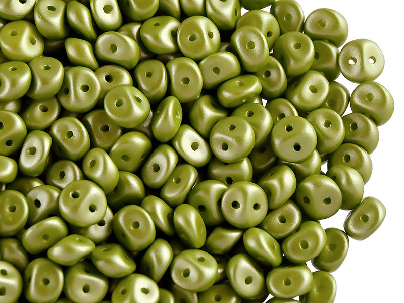 50 pcs 2-hole Es O® Beads ESTRELA, 5mm, Alabaster Powder Lime Green, Czech Glass