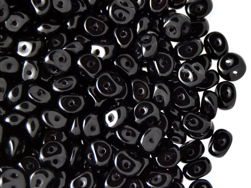 50 pcs 2-hole Es O® Beads ESTRELA, 5mm, Jet, Czech Glass