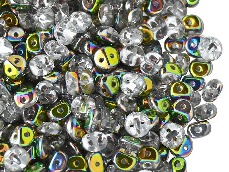 50 pcs 2-hole Es O® Beads ESTRELA, 5mm, Crystal Vitrail, Czech Glass