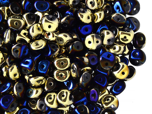 50 pcs 2-hole Es O® Beads ESTRELA, 5mm, Jet California Blue, Czech Glass