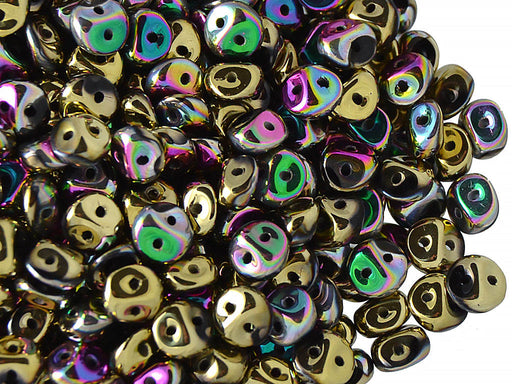 50 pcs 2-hole Es O® Beads ESTRELA, 5mm, Jet California Green, Czech Glass