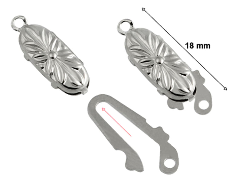 1 pc Jewelry Mechanical Clasp, 18x7mm, Platinum Plated with Crystal