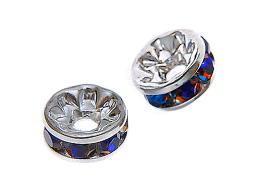 1 pc Rondelle, 7mm, Blue Rainbow Silver Plated