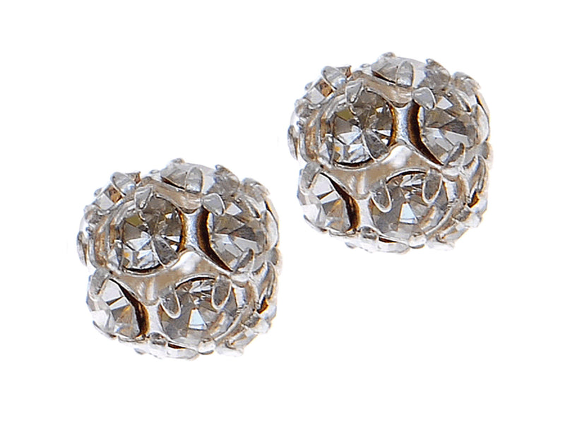 1 pc Rhinestone Bead, 8mm, Crystal Silver Plated