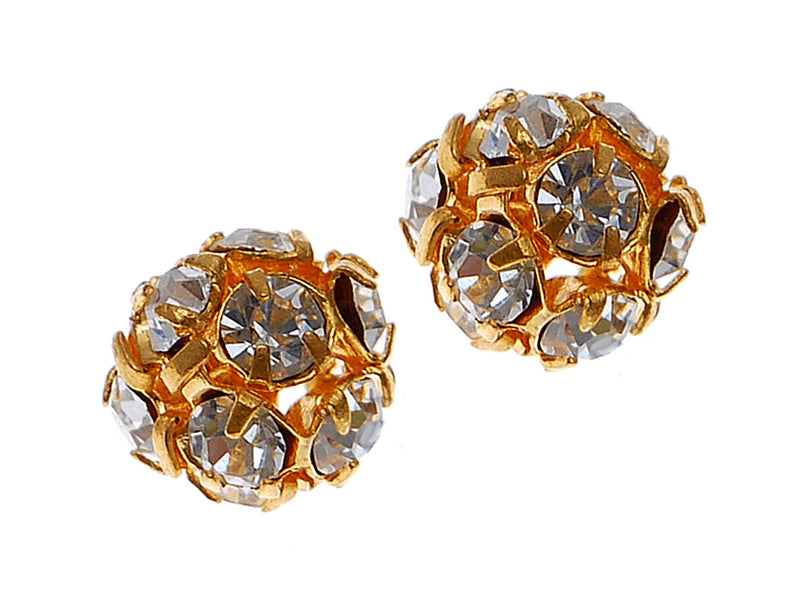 1 pc Rhinestone Bead, 8mm, Crystal Gold Plated
