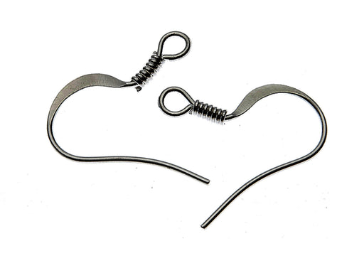 2 pcs Earring Hooks with Spring, 15.2x17.1mm, Black Plated