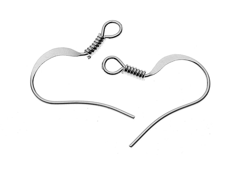 2 pcs Earring Hooks with Spring, 15.2x17.1mm, Platinum Plated