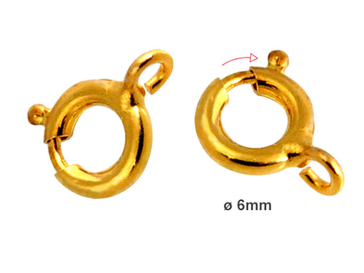 1 pc Spring Clasp, 6mm, Gold Plated