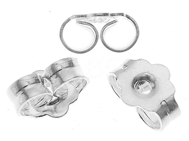2 pcs Earring Backs Butterfly Stopper, 6.4x4.7mm, Silver Plated