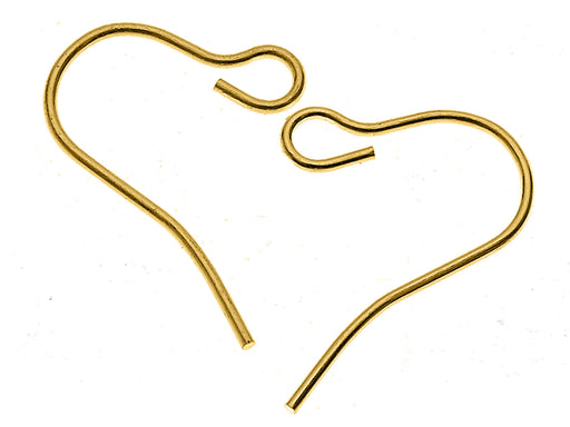 2 pcs French Earring Hooks, Wire, 16.3x12.6mm, Gold Plated