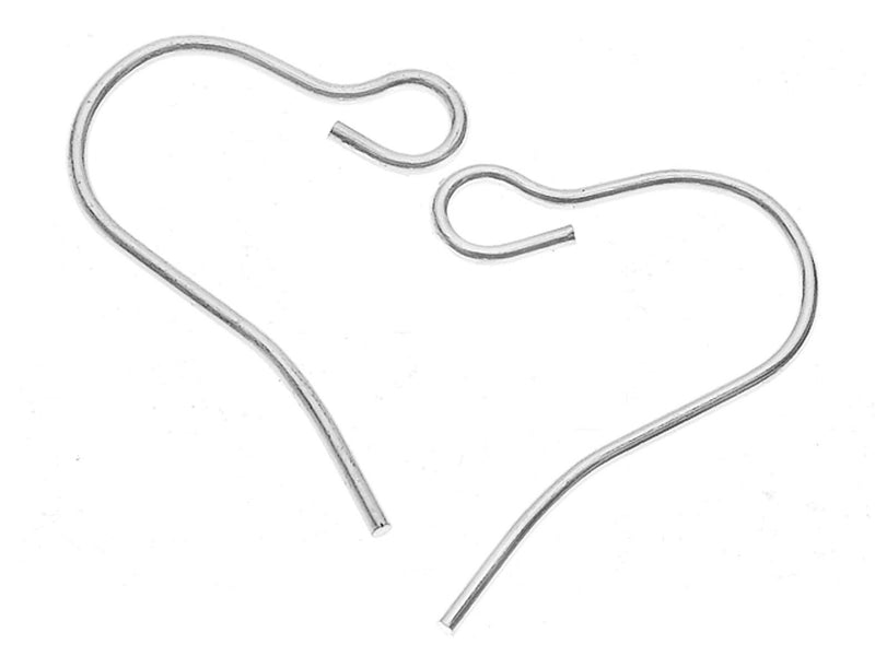 2 pcs French Earring Hooks, Wire, 16.3x12.6mm, Silver Plated