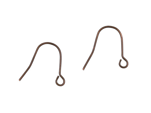 2 pcs French Earring Hooks, Wire, 16.3x12.6mm, Antique Copper
