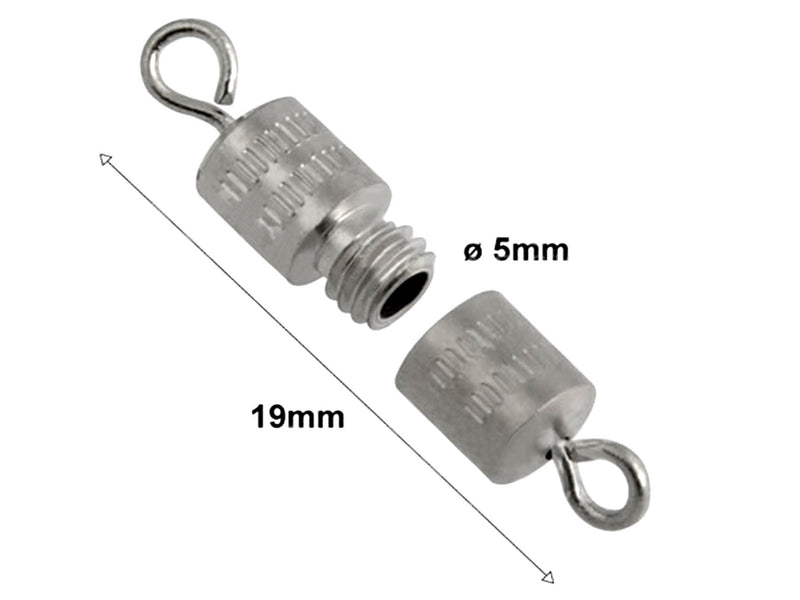 1 pc Barrel Screw Clasp, 19x5mm, Platinum Plated