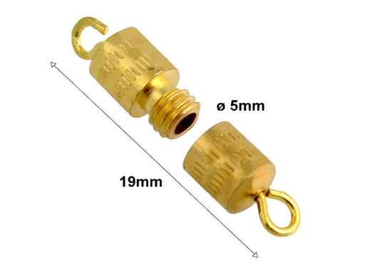 1 pc Barrel Screw Clasp, 19x5mm, Gold Plated