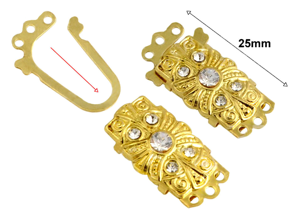 1 pc Jewelry Mechanical Clasp, 25mm, Gold Plated