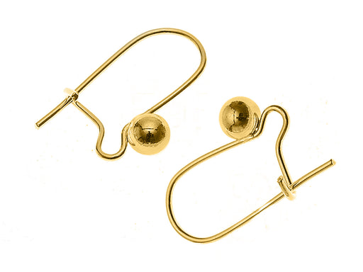 2 pcs Earring Hooks, Loop with Ball, 18.3x11.4mm, Gold Plated