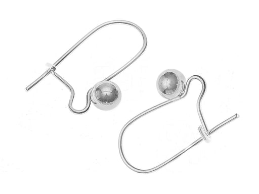 2 pcs Earring Hooks, Loop with Ball 18.3x11.4mm, Silver Plated
