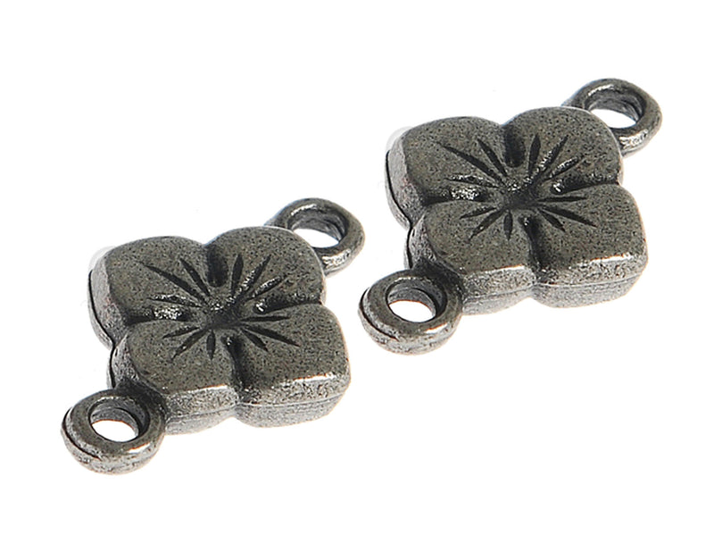 1 pc Connector Charm Flower, Antique Silver
