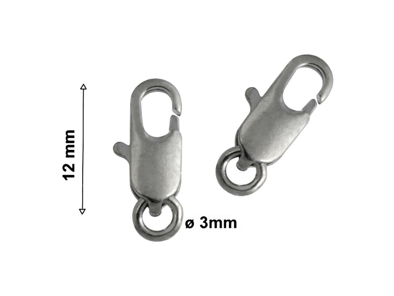 1 pc Lobster Clasp, 12mm, Platinum Plated