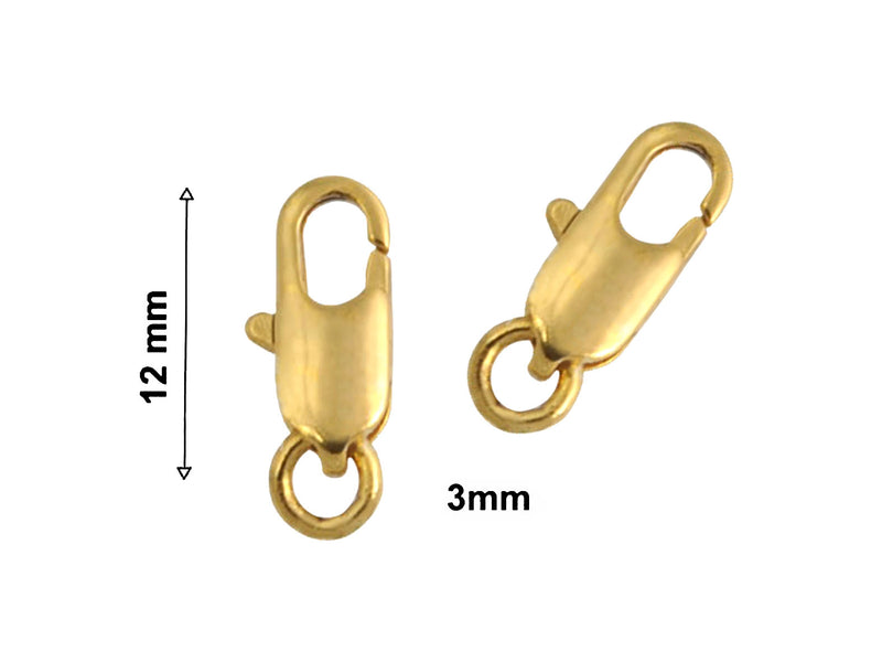 1 pc Lobster Clasp, 12mm, Gold Plated