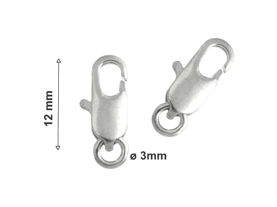 1 pc Lobster Clasp, 12mm, Silver Plated