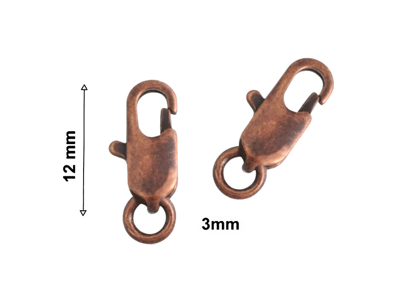 1 pc Lobster Clasp, 12mm, Antique Copper