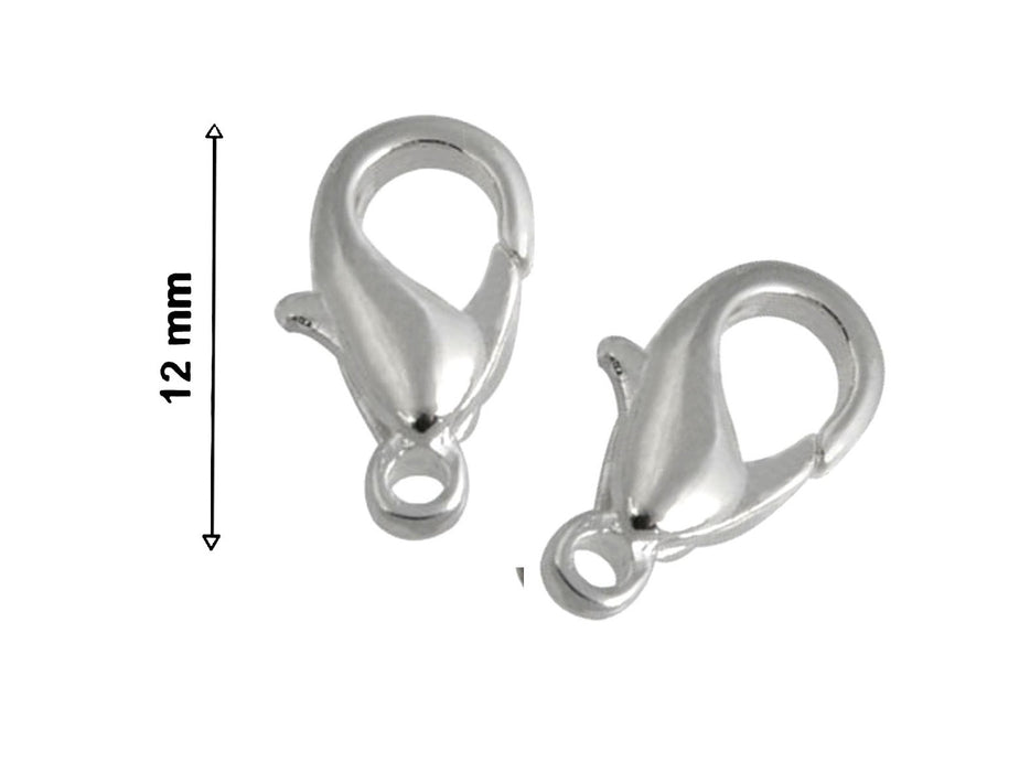 1 pc Fish Lock, 12mm, Silver Plated