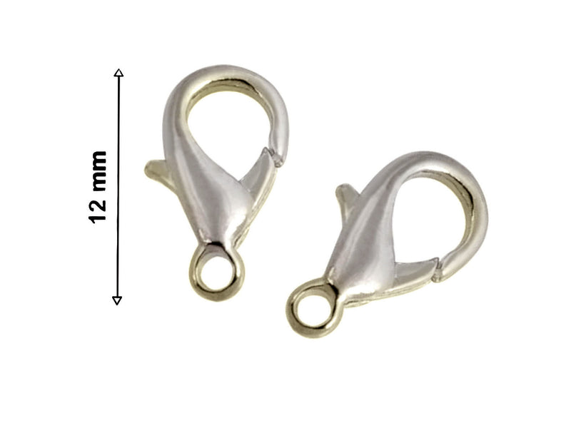 1 pc Fish Lock, 12mm, Rhodium Plated